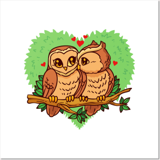 Cute Owl Couple Posters and Art